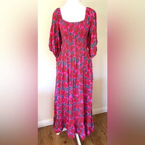 Vibrant‎ Floral Long Sleeve Dress